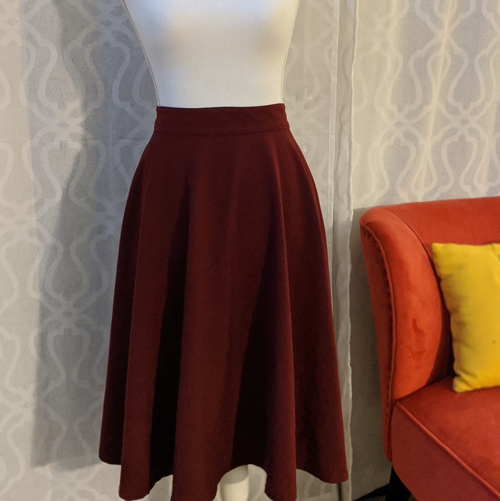 A Line Flare Skirt - Maroon